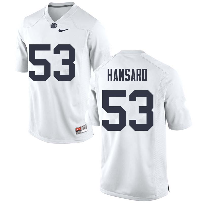 Men #53 Fred Hansard Penn State Nittany Lions College Football Jerseys Sale-White - Click Image to Close
